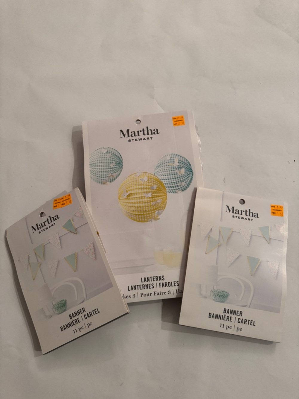 Martha Stewart White, Light Blue & Yellow Banner and Lantern Party Set